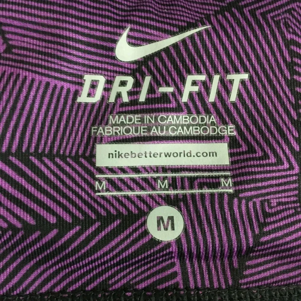 Nike Running Dri-Fit Leggings Womens Sz M‎ Purple Black Geometric Athletic